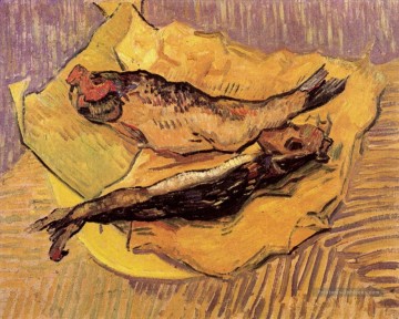 Bloaters sur un morceau de papier jaune Vincent van Gogh Nature morte impressionnisme Peinture à l'huile